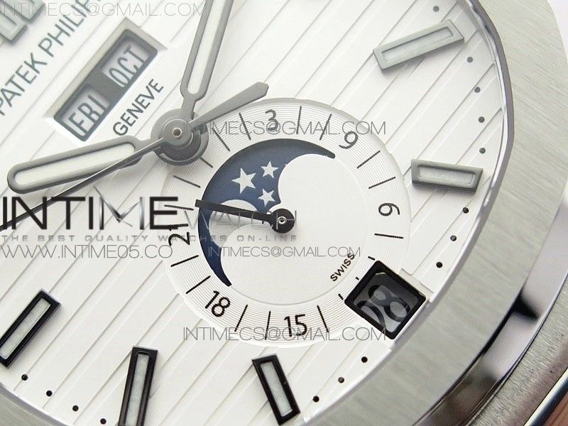 NAUTILUS 5726 SS GRF 1:1 BEST EDITION WHITE DIAL WORKING ANNUAL CALENDARON SS BRACELET A.324 V2